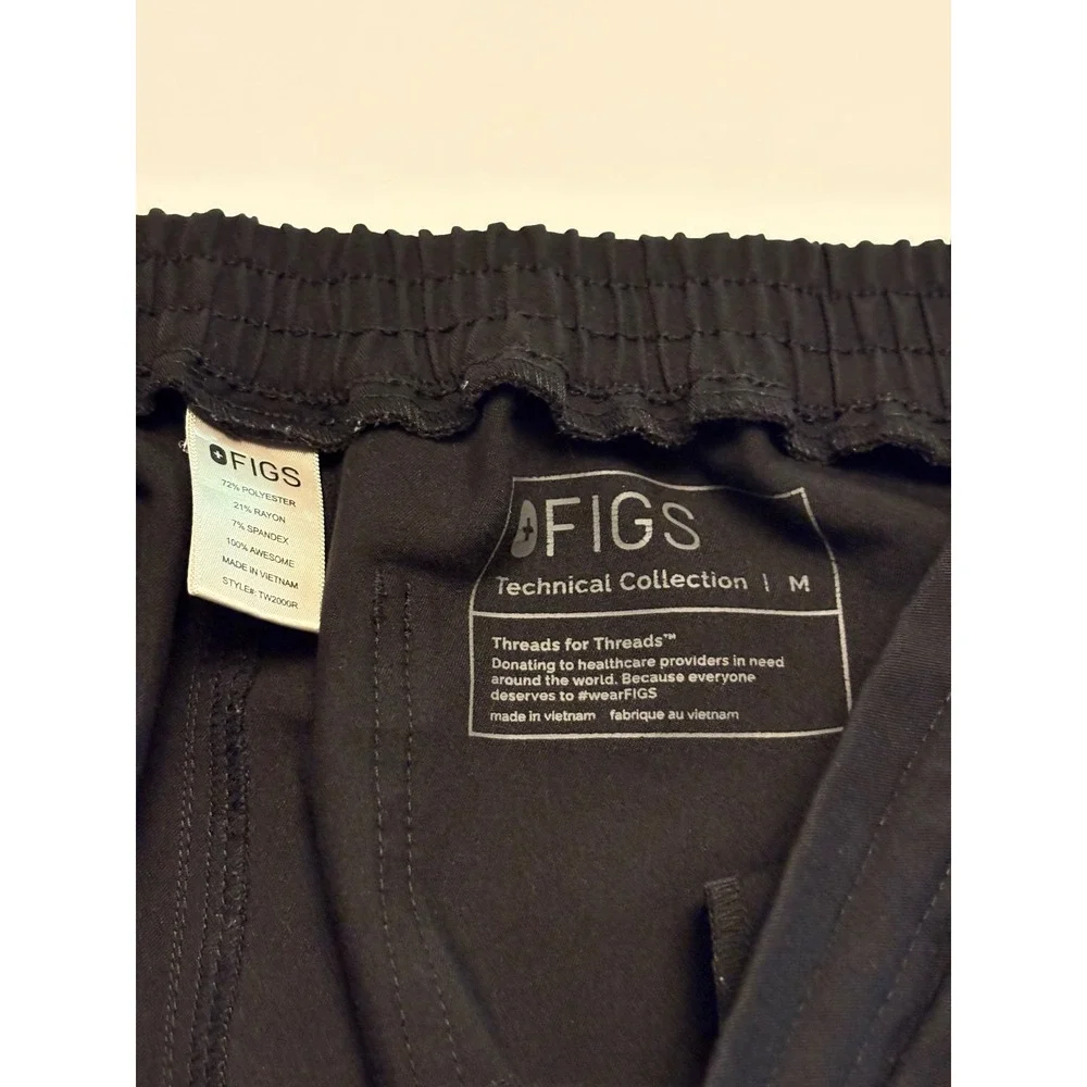 FIGS Scrub Pants Mens Medium Black Technical Collection TW2000R Straight Leg